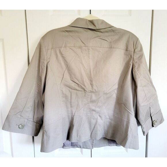 Merona‎ XXL Jacket Women's Ecru Military Short Half Slv Lined Button Front Pckts - Picture 2 of 8